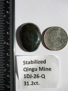 31.2 ct. (29x22x6 mm) Stabilized Qingu Mine (Hubei) Turquoise Cabochon Gemstone, # 1DJ 026