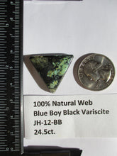 Load image into Gallery viewer, 24.5 ct. (23x13.5x5.5 mm) Natural Blue Boy Black Variscite Cabochon Gemstone, # JH 12