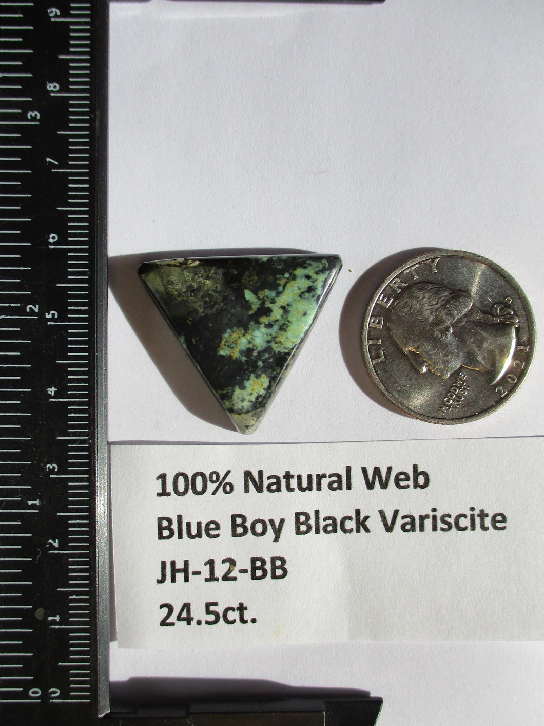 24.5 ct. (23x13.5x5.5 mm) Natural Blue Boy Black Variscite Cabochon Gemstone, # JH 12