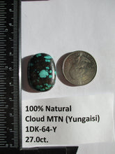 Load image into Gallery viewer, 27.0 ct. (32x14x6 mm) 100% Natural Web Cloud Mountain (Yungaisi) Turquoise  Cabochon, Gemstone, # 1DK 64