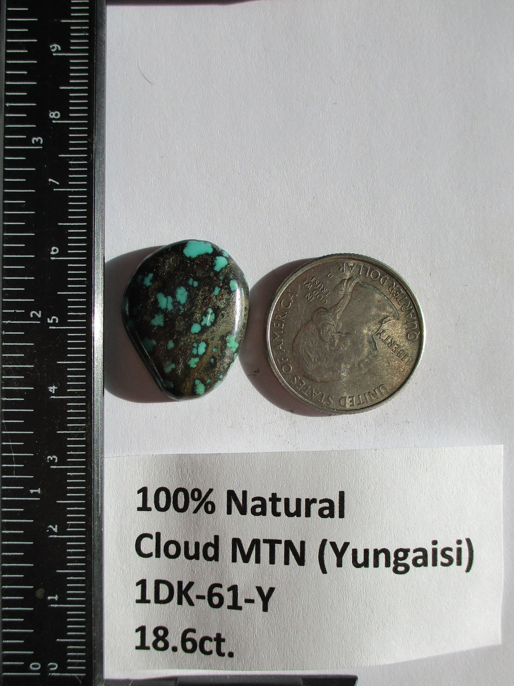 18.6 ct. (24x19x5 mm) 100% Natural Cloud Mountain (Yungaisi) Turquoise  Cabochon, Gemstone, # 1DK 61