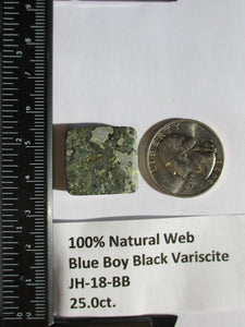 25.0 ct. (21x20x6 mm) Natural Blue Boy Black Variscite Cabochon Gemstone, # JH 18