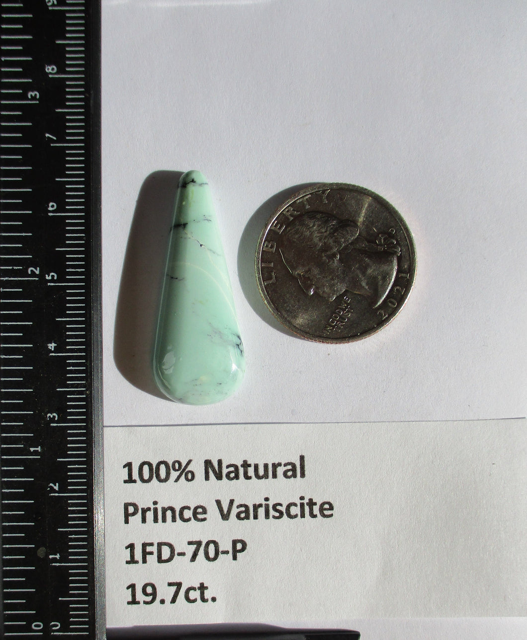 19.7 ct. (35x14x6.5 mm) Natural Prince Variscite Cabochon Gemstone, # 1FD 70