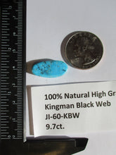 Load image into Gallery viewer, 9.7 ct. (22x10.5x5 mm) Natural High Grade Kingman Black Web Turquoise Cabochon Gemstone, # JI 60