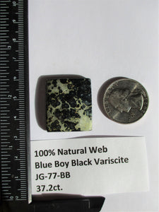 37.2 ct. (28x24x6 mm) Natural Blue Boy Black Variscite Cabochon Gemstone, # JG 77