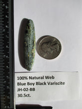 Load image into Gallery viewer, 30.5 ct. (52.5x12.5x6 mm) Natural Blue Boy Black Variscite Cabochon Gemstone, # JH 02
