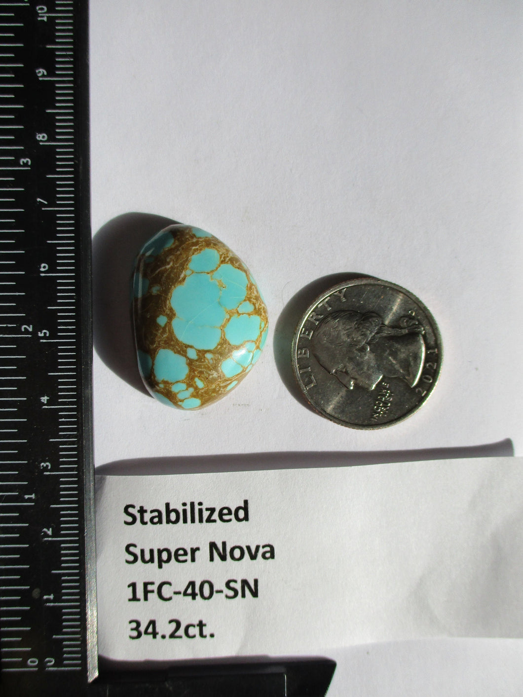 34.2 ct. (30x22x9 mm) Stabilized Supernova Turquoise Cabochon Gemstone, # 1FC 40