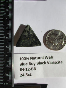 24.5 ct. (23x13.5x5.5 mm) Natural Blue Boy Black Variscite Cabochon Gemstone, # JH 12