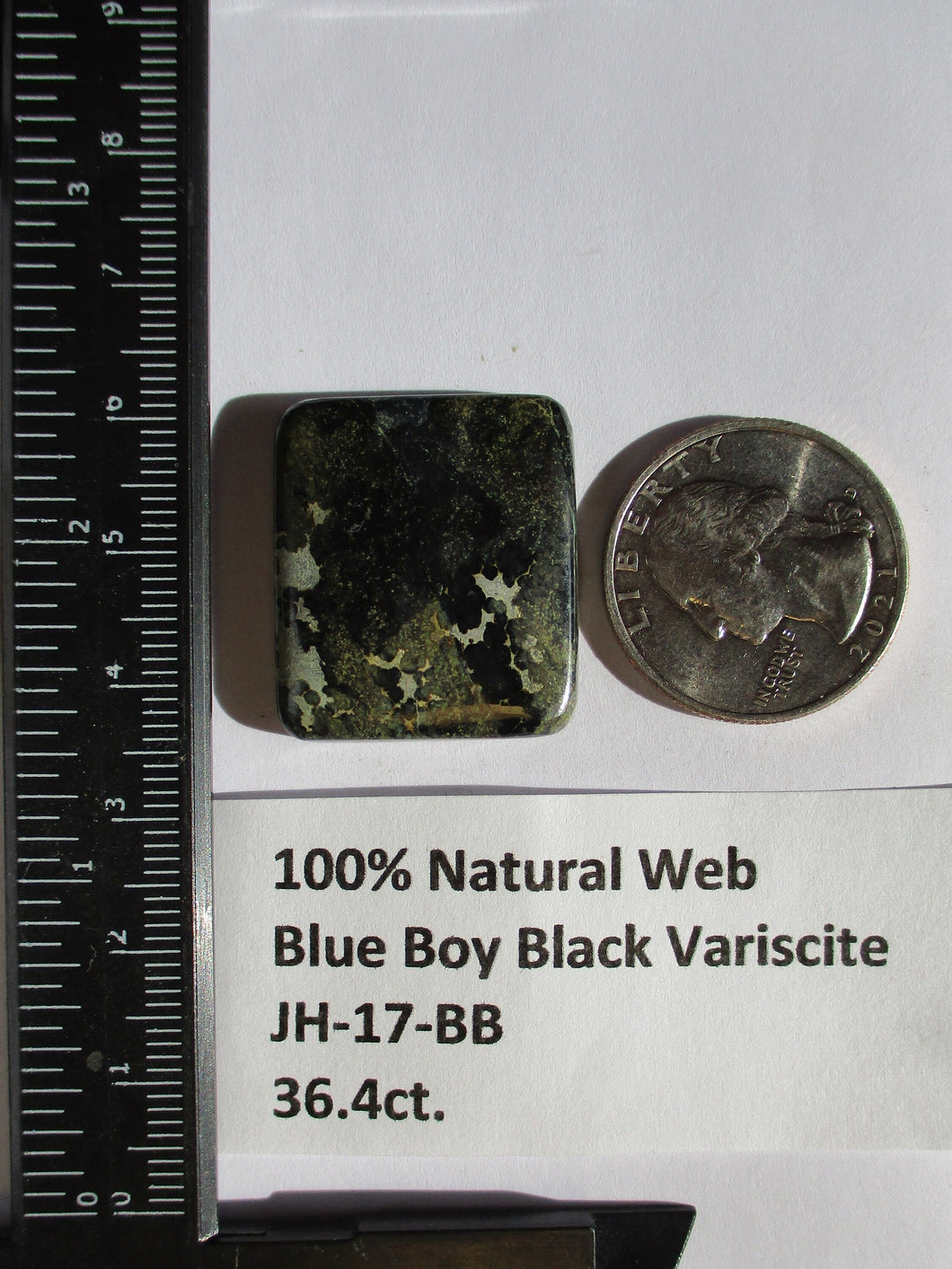 36.4 ct. (27x19x6 mm) Natural Blue Boy Black Variscite Cabochon Gemstone, # JH 17