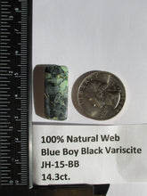 Load image into Gallery viewer, 14.3 ct. (26x11.5x5 mm) Natural Blue Boy Black Variscite Cabochon Gemstone, # JH 15