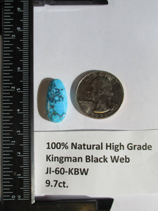 9.7 ct. (22x10.5x5 mm) Natural High Grade Kingman Black Web Turquoise Cabochon Gemstone, # JI 60