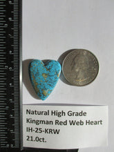 Load image into Gallery viewer, 21.0 ct. (27x21.5x5mm) 100% Natural High Grade Kingman Red Web Turquoise Heart Cabochon Gemstone, # IH 25