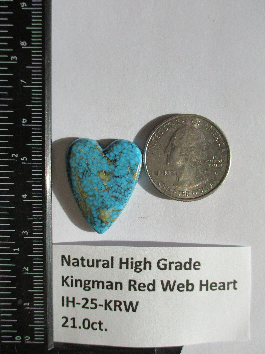 21.0 ct. (27x21.5x5mm) 100% Natural High Grade Kingman Red Web Turquoise Heart Cabochon Gemstone, # IH 25