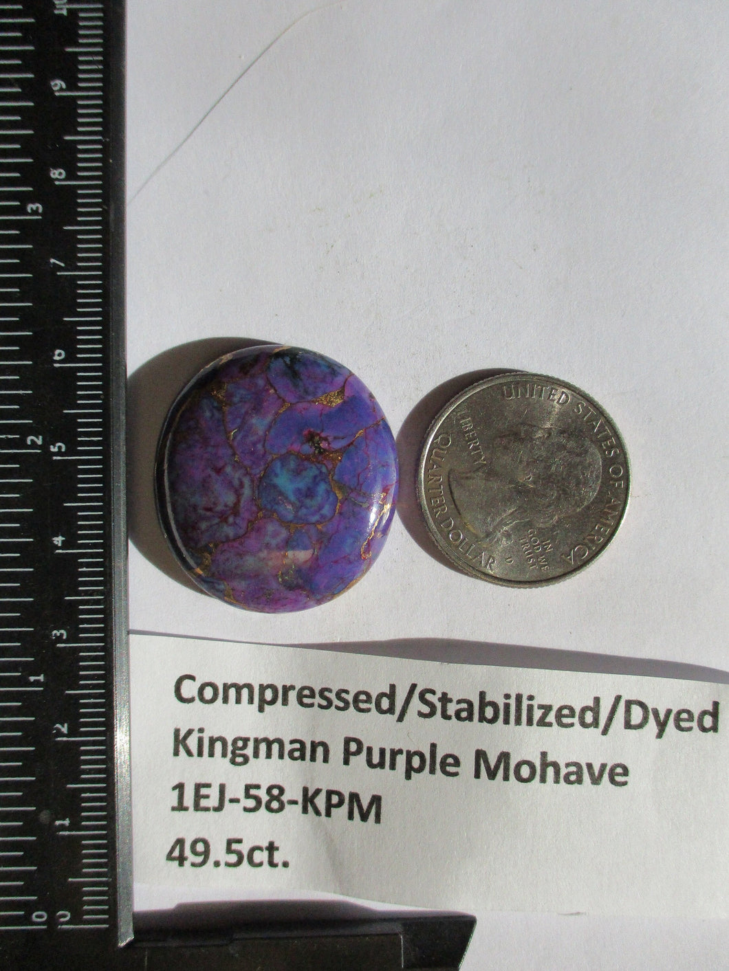 49.5 ct. (30x28x7 mm) Pressed/Dyed/Stabilized Kingman Wild Purple Mohave Turquoise Gemstones, Cabochons # 1EJ 58
