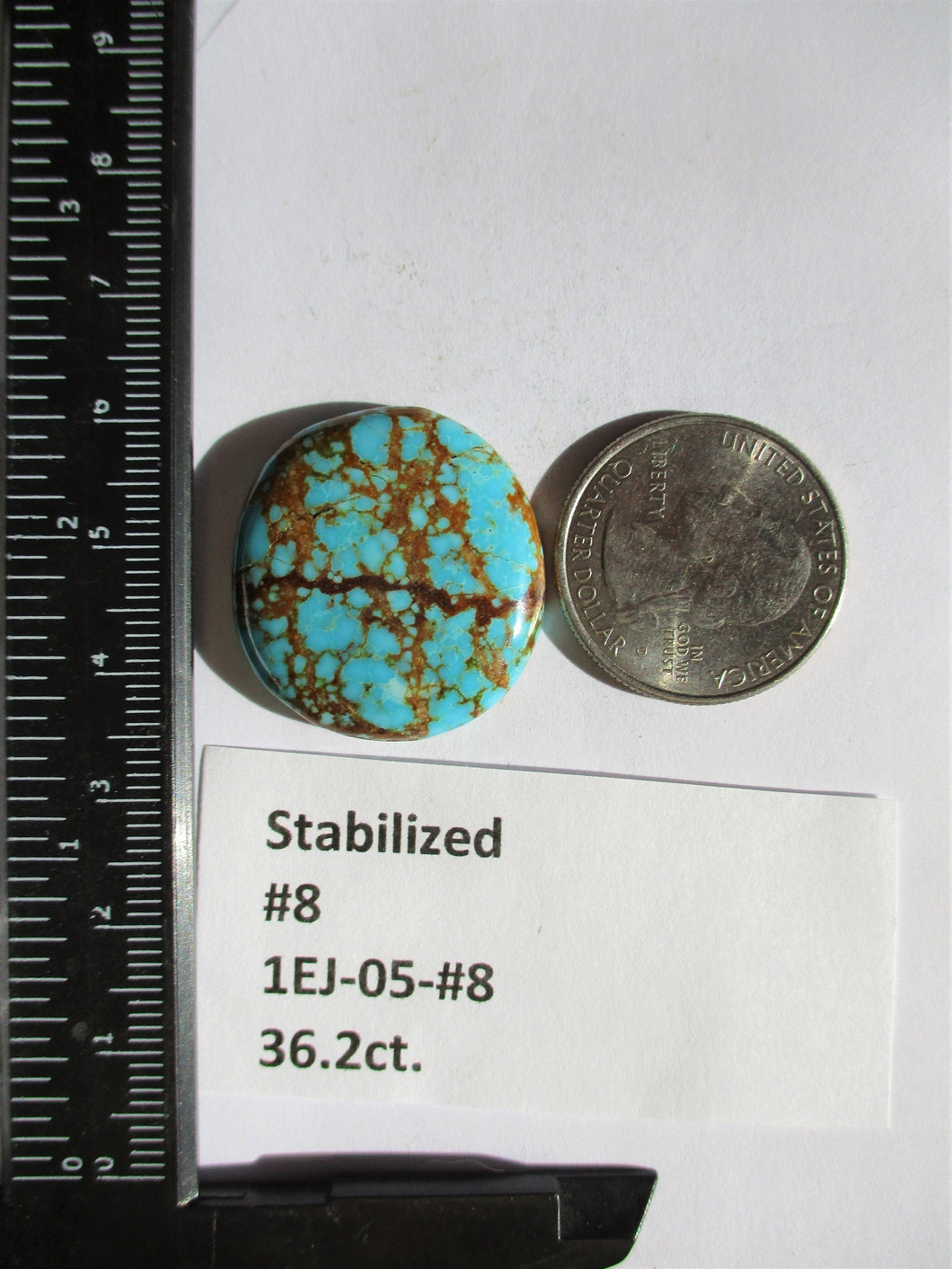 36.2 ct (28x26x6.5 mm) Stabilized Web #8 Turquoise, Cabochon Gemstone, # 1EJ 05